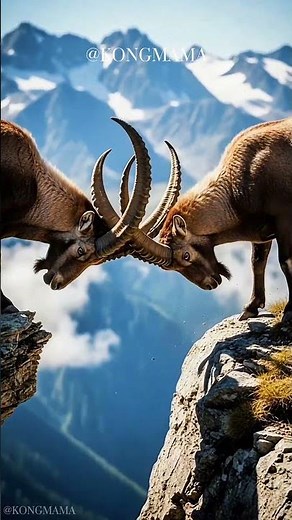 Clash of the Alpine Kings - A Breathtaking Ibex Battle #ibex #wildlife