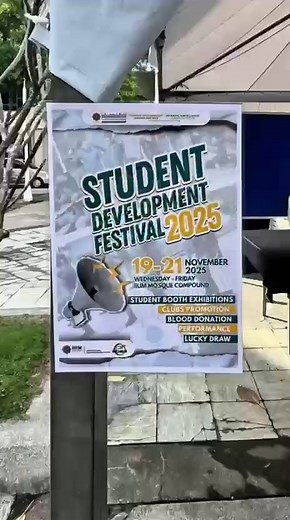 *1 Day Left*🤩 Dear IIUM Community, The Student Development Festival (SDF) 2025 will be held from 19–21 November 2025. Visit over 45 booths by IIUM clubs, societies, and departments, featuring performances, booth games, lucky draws, food trucks, blood donation, and more. So, do come and join us! See you tomorrow!😍 @IIUM @ODRSDCE IIUM @IIUM Mahabbah Program @EDCIIUM OFFICIAL @ccciium @CCSC IIUM @Residential Services IIUM