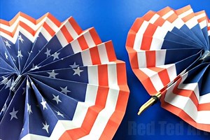 4th of July DIY Paper Fans Template - Memorial Day Activities - Red Ted Art - Kids Crafts