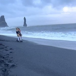 Sneaker waves are no joke. Iceland's Reynisfjara Black Sand Beach is known for being dangerous with deceptively powerful waves that can appear calm before surging and can sometimes drag people out to sea. This is an example of what not to do. | AccuWeather