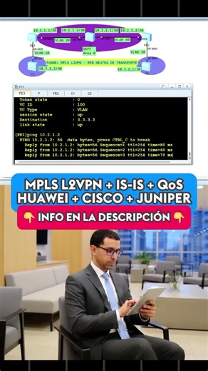 Comenta MPLS si deseas el enlace a nuestra Especialización completa de 180 Horas sobre Redes IP Empresariales Cisco Huawei Juniper con Teoría Práctica 100% online, acceso 24x7x365 y certificados de completación incluidos. Aprende DE CERO a AVANZADO, desde los conceptos básicos de Redes TCP/IP hasta aspectos avanzados de Routing con OSPF-TE MA, IS-IS, BGP, MP-BGP, BGP Load Balancing, MPLS, MPLS TE, MPLS L2VPN, L3VPN, MPLS QoS y mucho más. #Telecapp #Redes #Telecom #Telecomunicaciones #Telecomunic