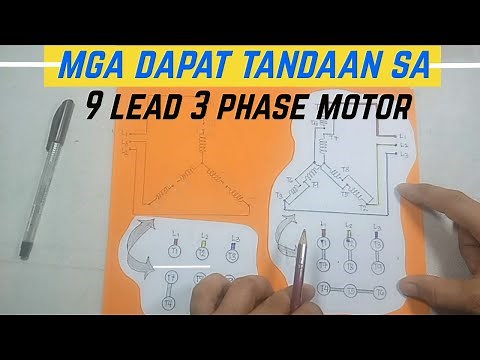 9 LEAD 3 PHASE MOTOR WITH HIGH AND LOW VOLTAGE CONFIGURATION DIAGRAM