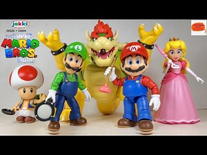 SUPER MARIO BROS MOVIE Action Figure Review Jakks Pacific Luigi Princess Peach Toad Bowser Accessory