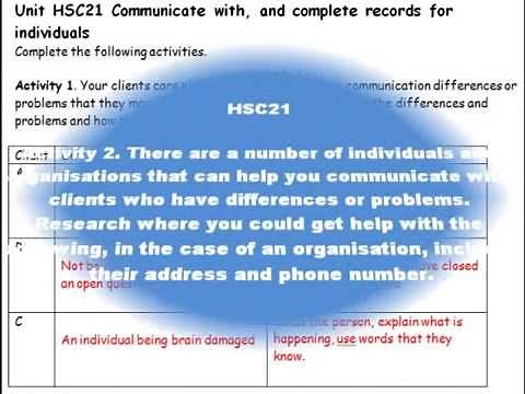 QCF & NVQ Level 2 Health & Social Care Unit 21 Answers