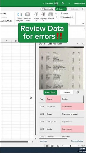 Extract Data from Picture #cheatsheets #excel #sheet
