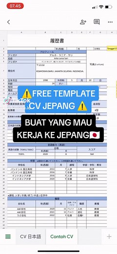 Gratis Template CV Jepang untuk Pelamar Kerja