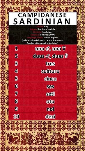 NUMBERS IN THE CAMPIDANESE SARDINIAN LANGUAGE