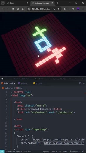 Instanced Emissive #programacion #htmlcss #javascript #animacion #codigo #desarrolloweb