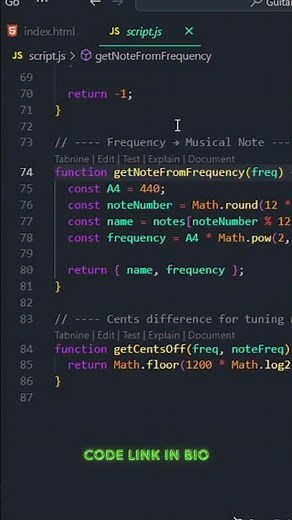 I built a real-time guitar tuner using pure HTML, CSS, and JavaScript 🎧