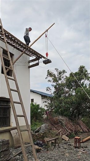 This is the power of Ingenuity! Simple pulley tile transport.