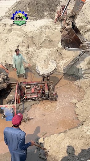 Finally tractor ready to pull out #flood #2025 #punjab #agriculture #chanabriver