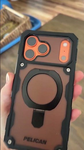 Rugged Pelican phone case with built-in stand
