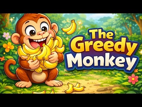 The Greedy Monkey 🍌 | Kids Moral Story | Funny Animal Cartoon Story for Kids #shorts