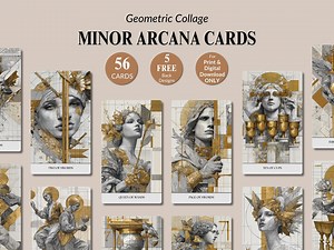 Printable Geometric Collage Minor Arcana Tarot Deck Card Bundle Mystical Tarot Deck Digital Download Lovely Tarot Aesthetics Collection PNG - Etsy