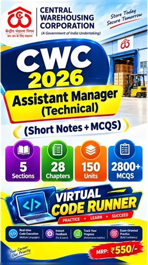 CWC Assistant Manager Technical 2026 | Important MCQs, PDF Notes, PYQs & Exam Preparation PDF Notes