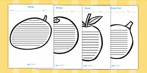 Tropical Fruit Shape Writing Frames