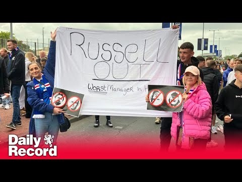 Rangers fans protest against Russell Martin outside Ibrox ahead of Hibs clash
