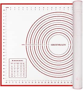 Extra Large Silicone Pastry Mat Extra Thick Non Stick Baking Mat with Measurement Fondant Mat, Counter Mat, Dough Rolling Mat, Oven Liner, Pie Crust Mat (20''(W) * 28''(L), Red)