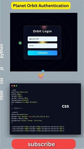 Planets Orbit While You Login 🌍🔥 Next Level UI #htmlcss #javascript #coding #webdesign #shorts