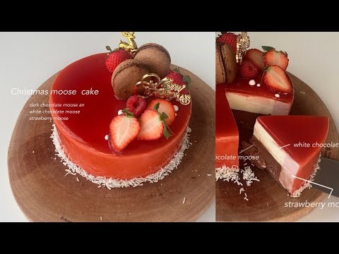 I Made a Bright Red Glacage Christmas Mousse Cake 🎅❤️‍🔥🎄