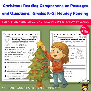 Christmas Reading Comprehension Passages and Questions | Grades K–2 | Holiday