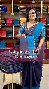 Scallop work Muslin Cotton Sarees | DSR Sareres | Booking : 7305626399 | www.dsrsarees.com