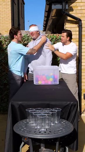 100 balls challenge (Blindfold edition)😂 #thefamileigh #dad | The Famileigh