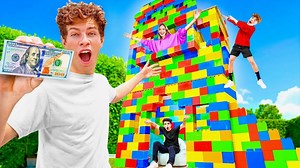 Last To Leave Giant Lego House Wins $10,000! | Ben Azelart