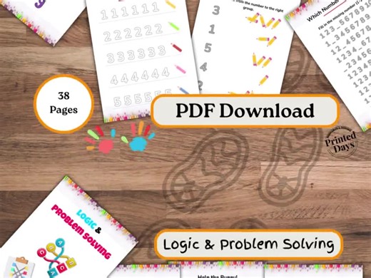 Printable Fun Worksheets | 38 Pages A4 | Tracing, Counting, Problem Solving, Mazes & Shapes Activities | Digital Download PDF - Etsy