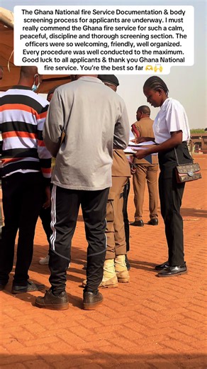 The Ghana National fire Service Documentation & body screening process for applicants are underway. I must really commend the Ghana fire service for such a calm, peaceful, discipline and thorough screening section. The officers were so welcoming, friendly, well organized. Every procedure was well conducted to the maximum. Good luck to all applicants & thank you Ghana National fire service. You’re the best so far 🫶🙌#fypシ #viral #foryoupage #tamaletiktokersofficial #ghanatiktok🇬🇭 @The_New_Tama