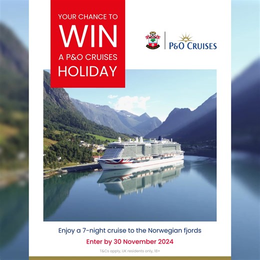 Your chance to win a P&O Cruises holiday to the Norwegian fjords ⛰️ One lucky winner will win a holiday for two, on board P&O Cruises Iona in a Balcony cabin for 7 nights to the Norwegian fjords departing from Southampton on 17th May 2025. Deadline to enter is 23:59 GMT 30 November 2024. Full terms and conditions apply. | Southampton FC