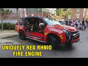 SCDF 's reacting speed - Red Rhino fire engine and ambulance responding simultaneously in Singapore