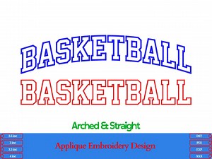 Basketball Applique Embroidery Design - Arched & Straight - Multiple Sizes (dst, Pes, Exp, Xxx) - Etsy