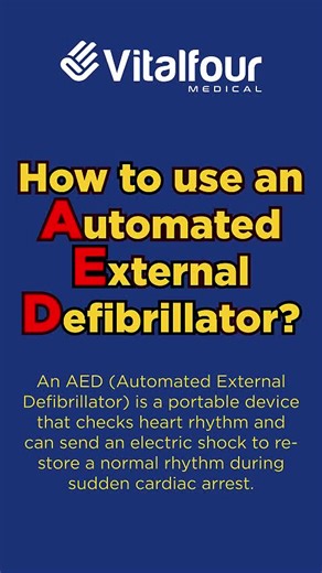 Know How to Use an AED—It Could Save a Life! Quick steps to operate an AED in an emergency: Power on, attach pads, follow prompts. Be the difference in a cardiac arrest situation! #kitpertolongancemas #pertolongancemas #CPR #AED #defibtech #firstaid #firstaidkit #vitalfour