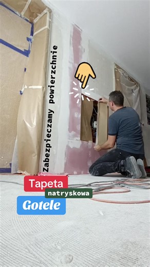 Zabezpieczenie powierzchni przed malowaniem natryskowym w systemie GOTELE | Więcej info na www.gotele.com.pl #natrysk #GOTELE #tapetanatryskowa #malowanienatryskowe #raufaza #tapetagotele #klatkaschodowa #malowanie #szybkiremont #kripxe #remont