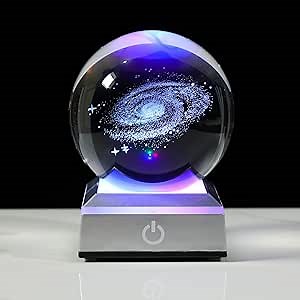 Ornalrist 3.15 Inch 3D Galaxy Planet Glass Ball with Light Lamp Astronomy Gifts Ideas for Boyfriends Kids, Science Space Universe Art Model Home Decor