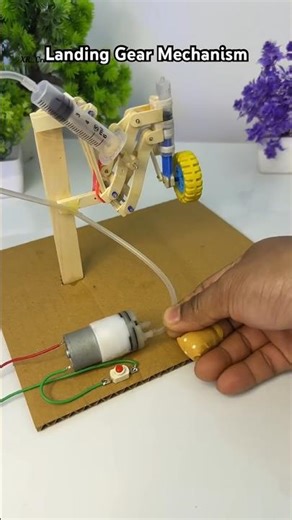 Landing Gear Hydraulic with Dc Motor #dcmotor #youtubeshorts #tech #diy #dcmotorproject #motor