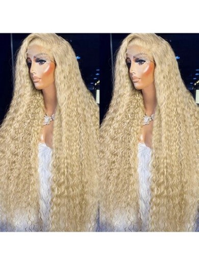 250% Density 613 Blonde Jerry Curly 13x4 HD Lace Front Wig Human Hair 8-20 Inch Blonde Wig Human Hair 613 Kinky Curly HD Lace Front Wigs Deep Curly 250% Density Pre Plucked With Baby Hair For Women Full Edge Short Bob Wig Halloween Season | SHEIN