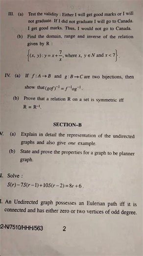question paper of discrete mathematics, semester 3rd (2023)