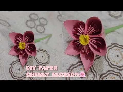 DIY Cherry Blossom Flower with Paper🌸| Simple Craft Idea| Step by Step Tutorial