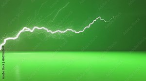 Realistic lightning strike effect is flashing over a green screen background, perfect for video editing and compositing