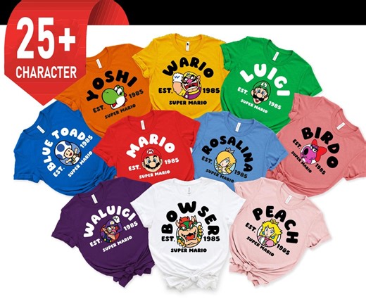 Super Mario Shirt, Super Mario 2026 Birthday Shirt, Super Mario Family Shirt, Mario & Friend Party Matching Tee, Mario All Characters Shirt - Etsy