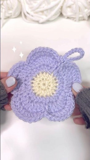 【かぎ針編み】お花のアクリルたわし編みました♡#編み物#かぎ針編み#ハンドメイド