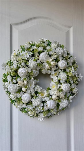 White Rose and Wildflower Wreath: Spring Wedding Decor, Farmhouse Door Accent (44cm) - Etsy