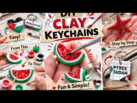 DIY Air Dry Clay Keychains 🍉 | Easy & Aesthetic Handmade Keychain and Pins Tutorial