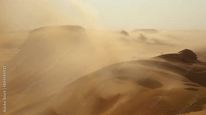 Rolling sand dunes and dustcovered rocks are the eerie backdrop for this footage of a desert storm filmed from within the heart of the storm.