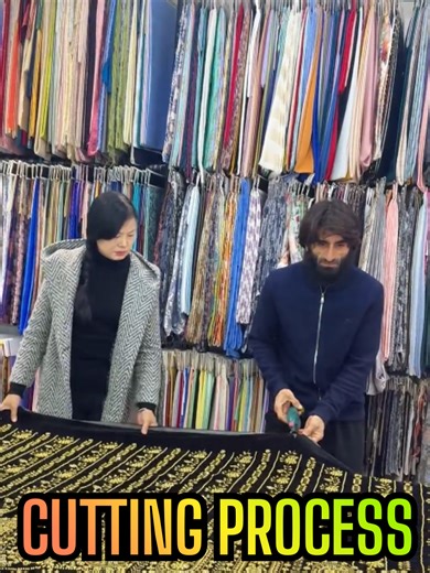 Satisfying Pearl Embroidery Fabric Cutting with Electric Scissors