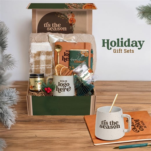 Corporate Branded Holiday Gift Box Set, Bulk Order Gift Sets for Christmas, Company Logo Set for Staff, Team or Employees (HG1) - Etsy