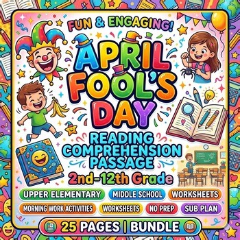 April Fool’s Day Reading Comprehension Worksheet 1st,2nd,3rd,4th,5th,6th,7th,8th