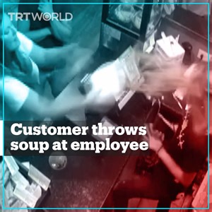 57K views · 497 reactions | An angry customer in Temple, US, threw soup at a restaurant employee’s face reportedly because it was too hot and melted the plastic lid. The police said criminal charges are pending against the customer. | TRT World | Facebook